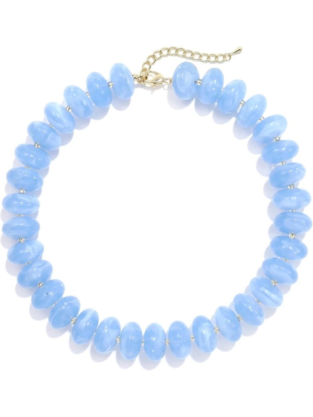 Women's Sky Blue Acrylic Chunky Beaded Choker Necklace Statement Jewelry Gift